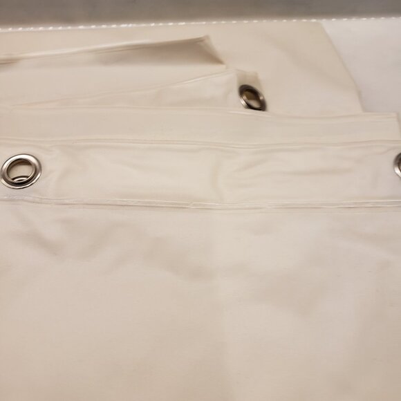 New tan/beige plastic shower curtain - Picture 2 of 3